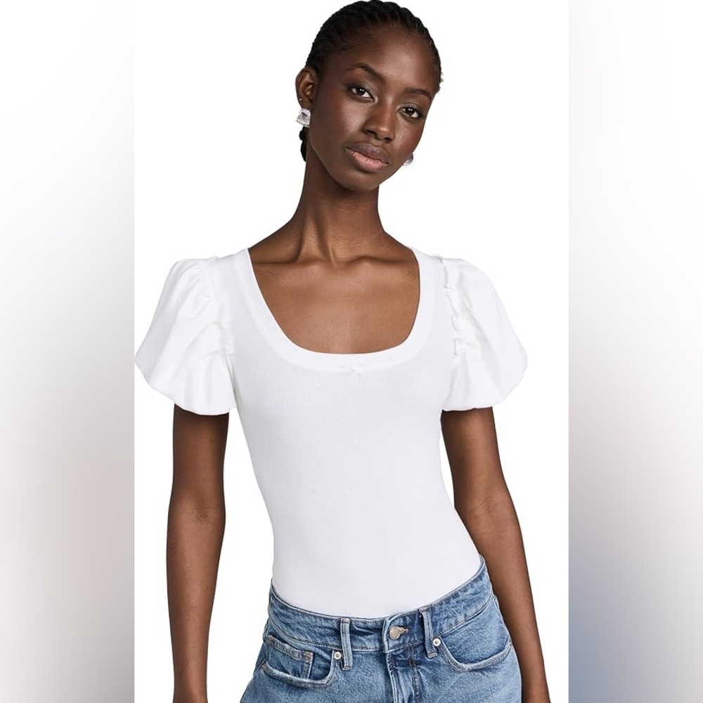 Free People Downtime Puff Sleeve Bodysuit🤍🌸 - Picture 4 of 11